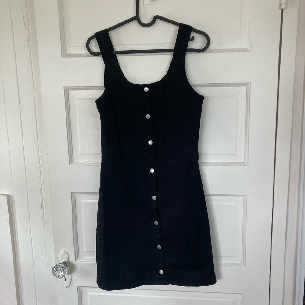 Black denim jumper with front buttons